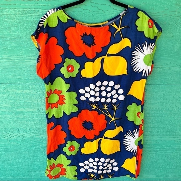 CLEARANCE Marimekko Target Kukkatori Blue SUMMER FLORAL Tunic Dress SIZE SMALL - Picture 3 of 10